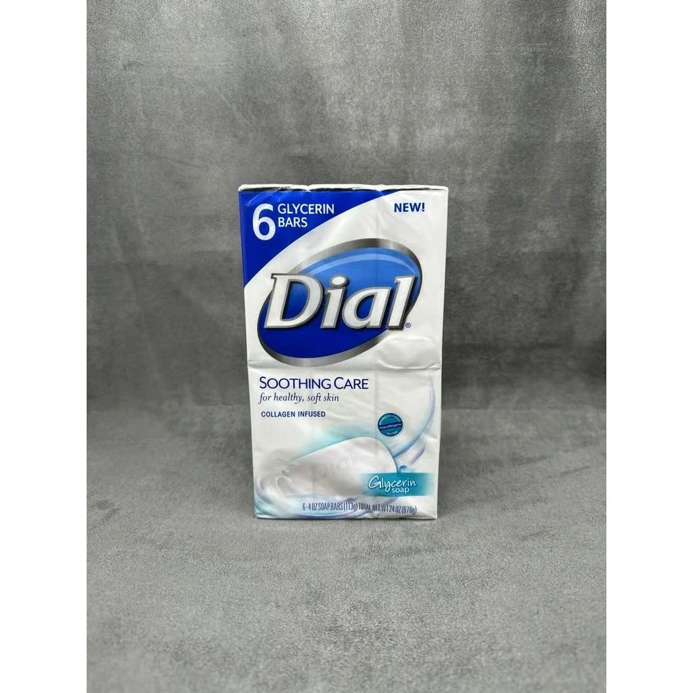 Dial Soothing Care Glycerin Bar Soap Collagen Infused 6 Bars